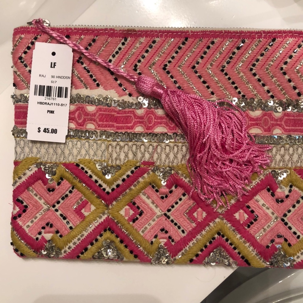 LF BRAND NEW WITH TAGS Stitched Pink Clutch